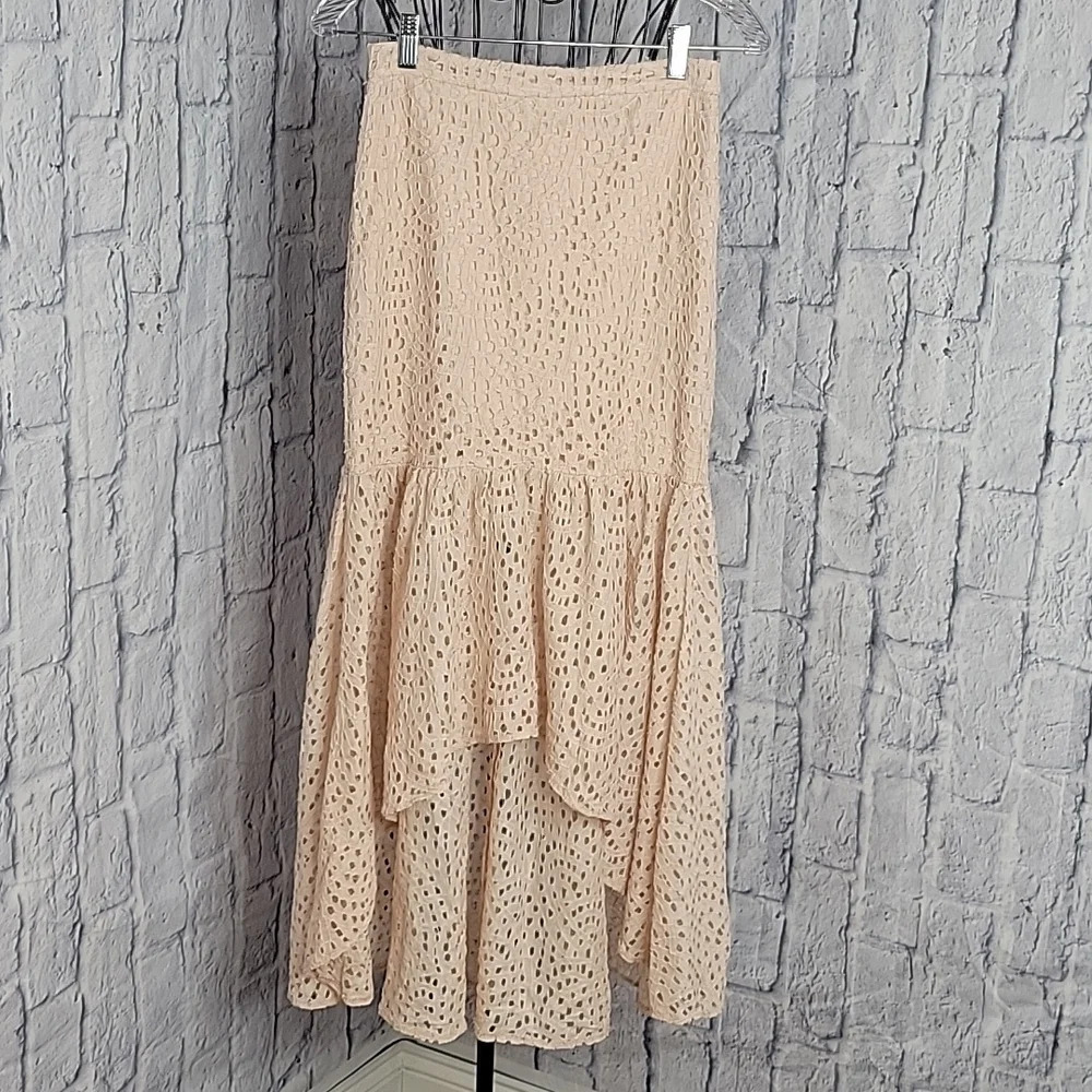 GB Pink Crochet Hi Low Maxi Skirt Small - Picture 1 of 9